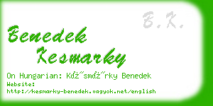 benedek kesmarky business card